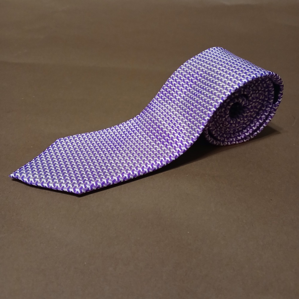 Banana Republic Neck Tie Mens Multicolor Plaid Dress Suit Purple White Silk